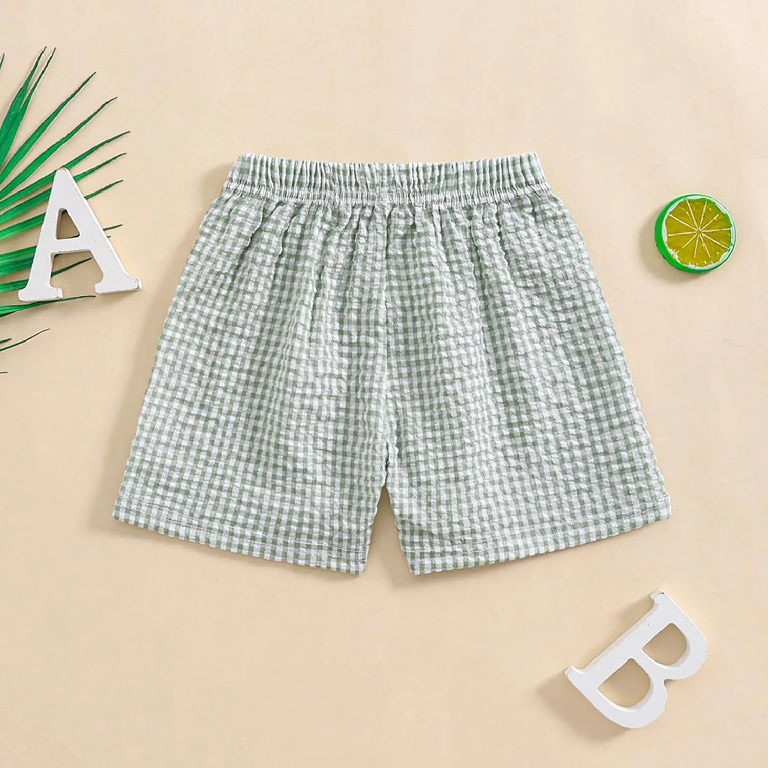 Karuedoo Toddler Baby Boy Girl Shorts Gingham Plaid/Seersucker Shorts Summer Casual Elastic Waist Shorts Pants Bottoms