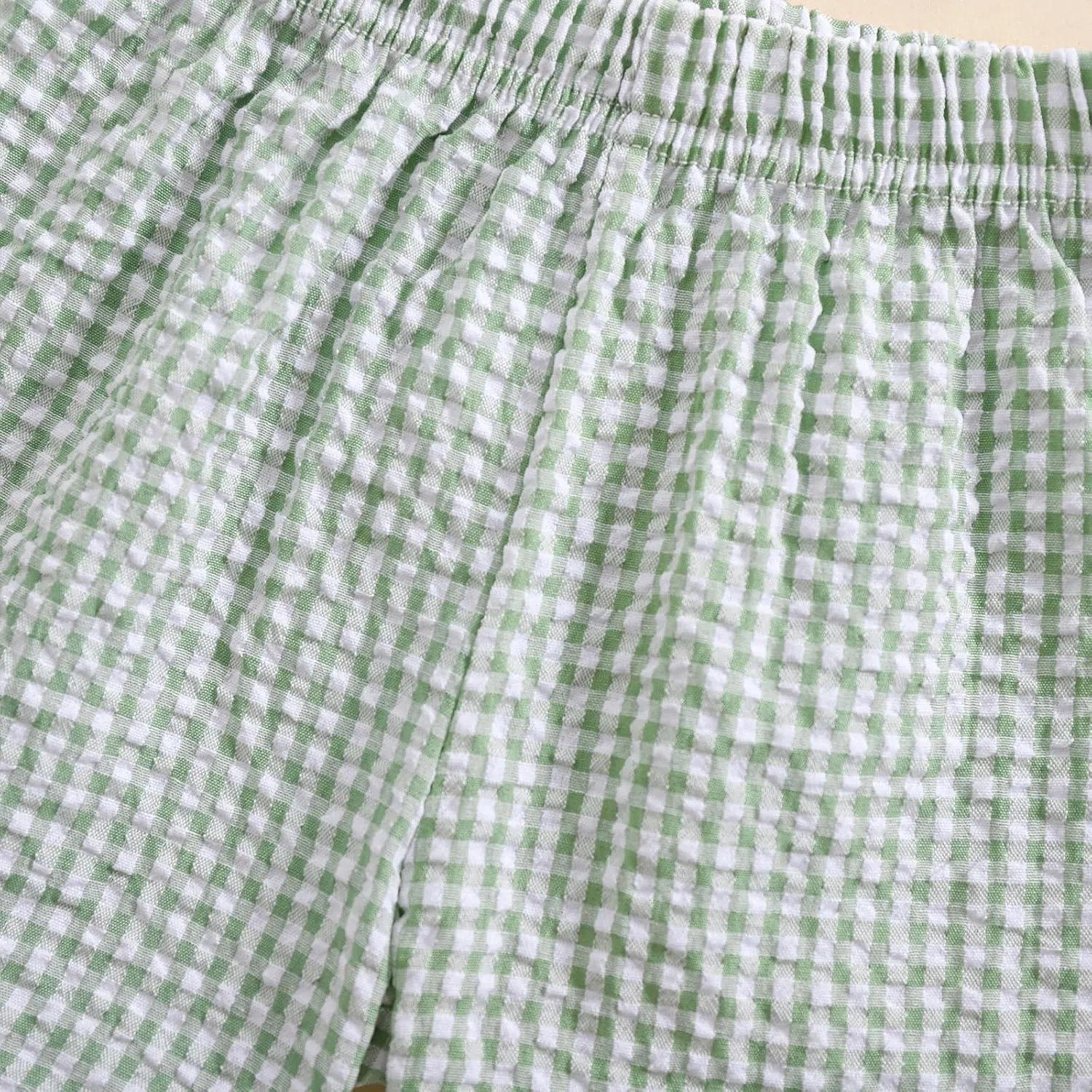 Karuedoo Toddler Baby Boy Girl Shorts Gingham Plaid/Seersucker Shorts Summer Casual Elastic Waist Shorts Pants Bottoms