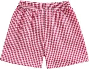 Karuedoo Toddler Baby Boy Girl Shorts Gingham Plaid/Seersucker Shorts Summer Casual Elastic Waist Shorts Pants Bottoms