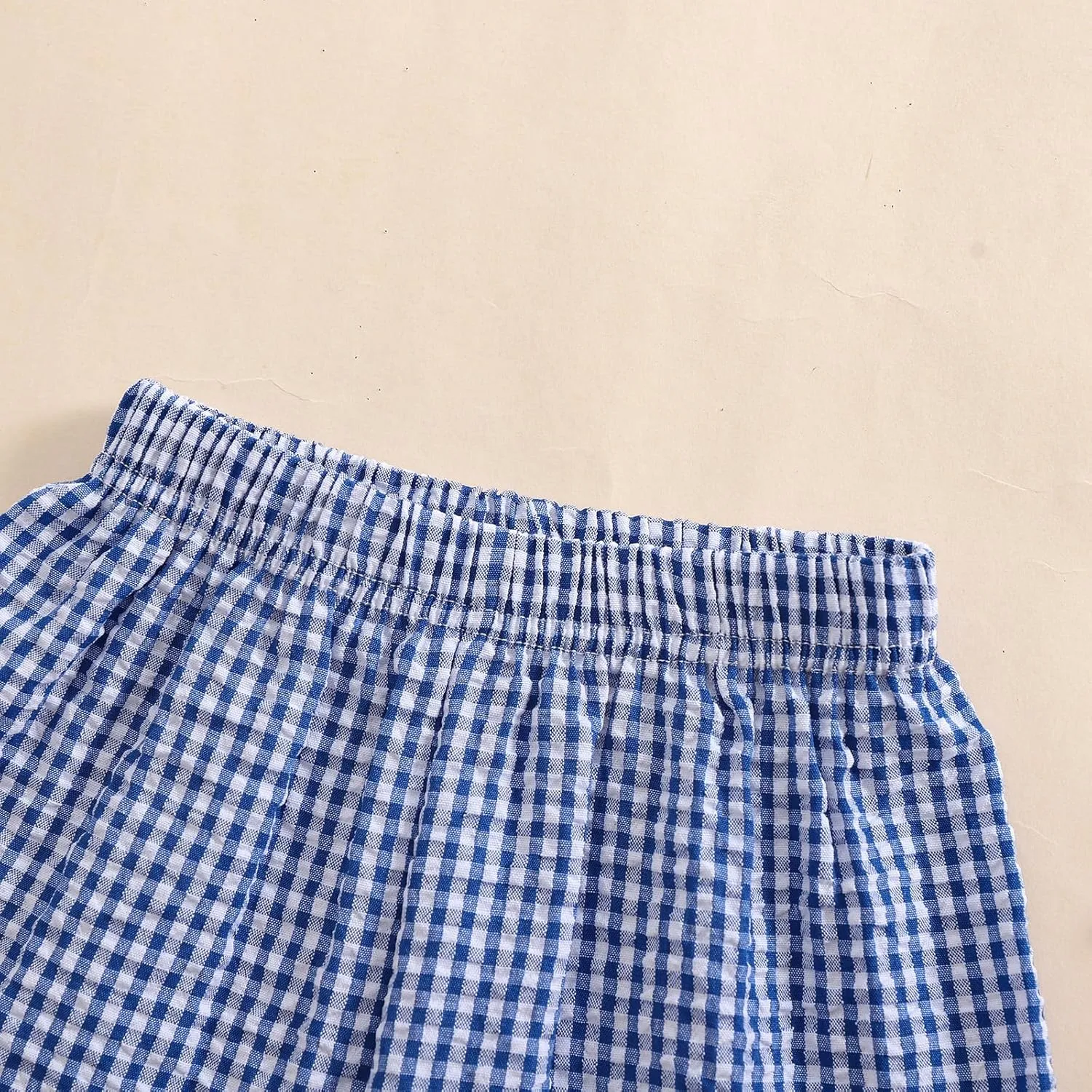 Karuedoo Toddler Baby Boy Girl Shorts Gingham Plaid/Seersucker Shorts Summer Casual Elastic Waist Shorts Pants Bottoms