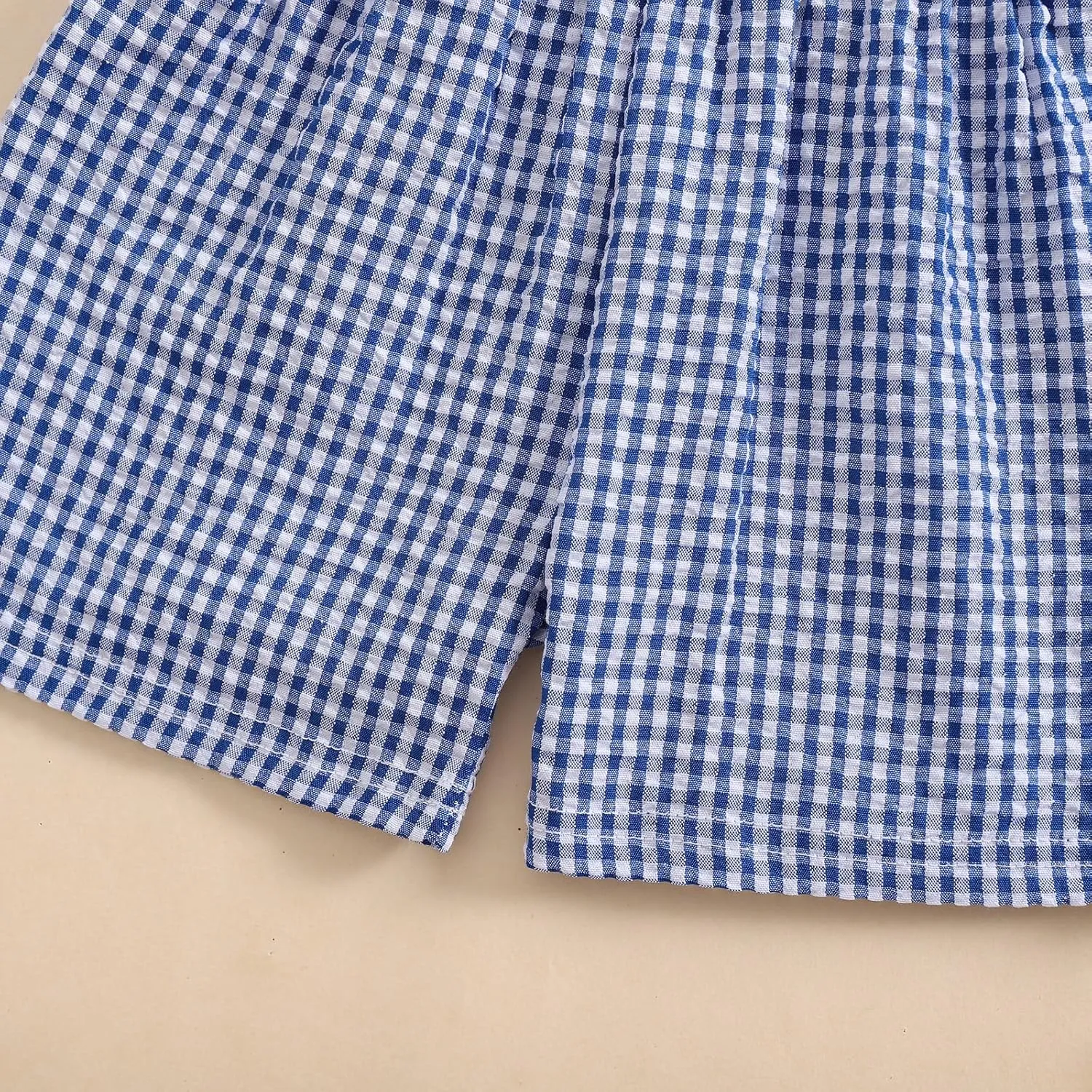 Karuedoo Toddler Baby Boy Girl Shorts Gingham Plaid/Seersucker Shorts Summer Casual Elastic Waist Shorts Pants Bottoms