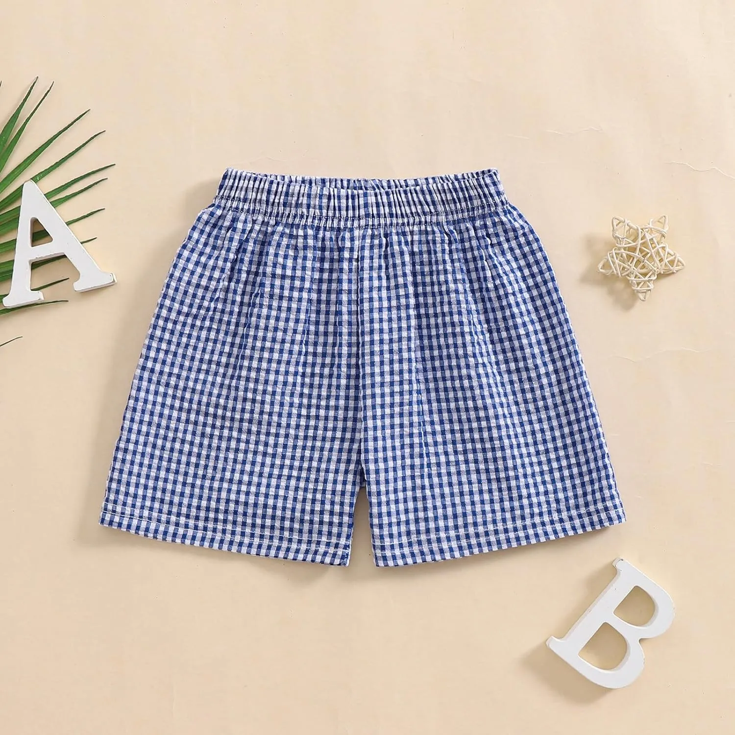 Karuedoo Toddler Baby Boy Girl Shorts Gingham Plaid/Seersucker Shorts Summer Casual Elastic Waist Shorts Pants Bottoms