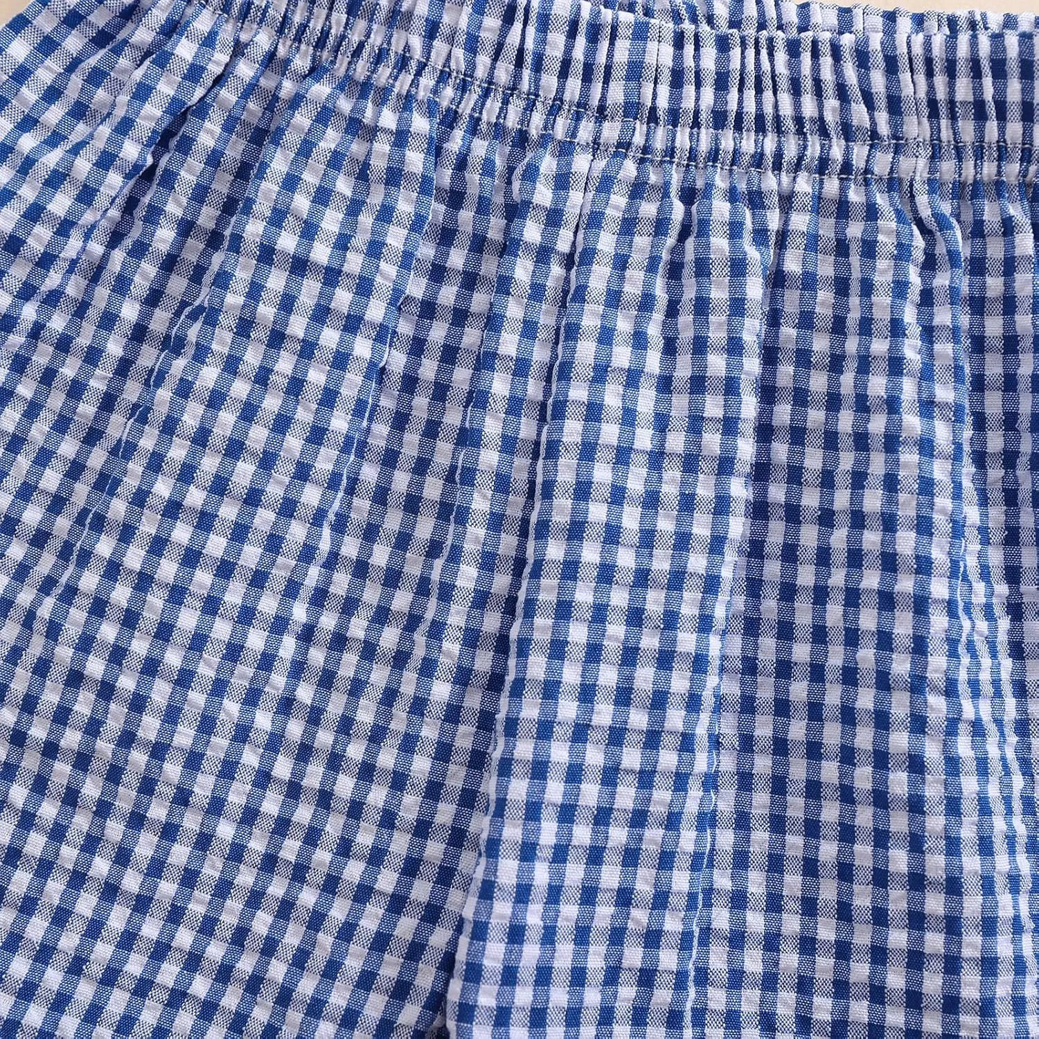 Karuedoo Toddler Baby Boy Girl Shorts Gingham Plaid/Seersucker Shorts Summer Casual Elastic Waist Shorts Pants Bottoms