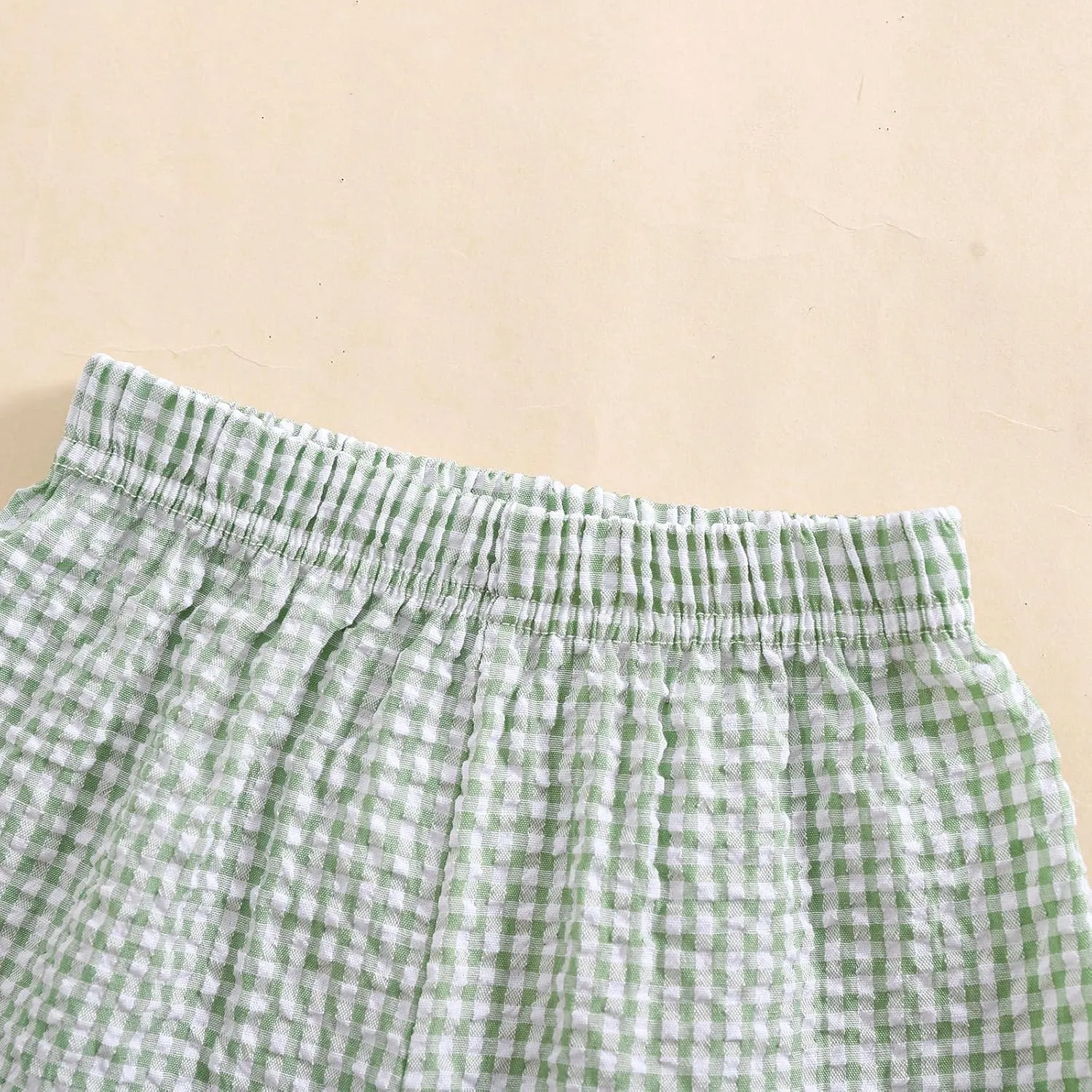 Karuedoo Toddler Baby Boy Girl Shorts Gingham Plaid/Seersucker Shorts Summer Casual Elastic Waist Shorts Pants Bottoms