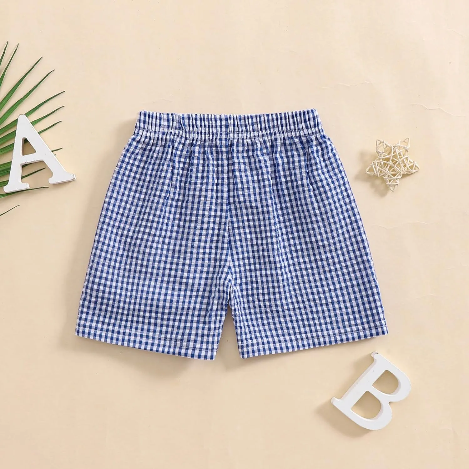Karuedoo Toddler Baby Boy Girl Shorts Gingham Plaid/Seersucker Shorts Summer Casual Elastic Waist Shorts Pants Bottoms