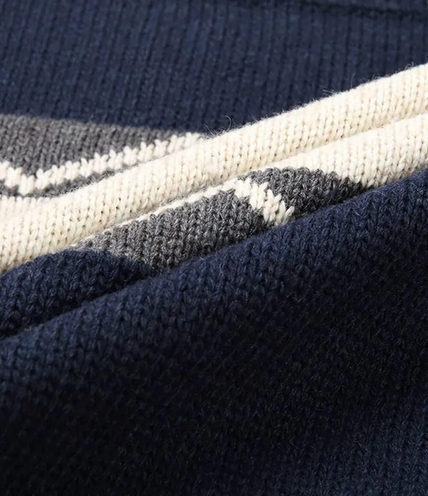 Kedera Men's Cardigan Sweaters Stand Collar Cable Thick Knitted Full Zip Sweater with Pattern