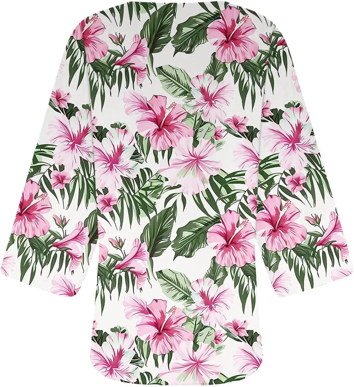 Kimono Cardigans for Women Floral Print Hawaiian Beach Cover Up Puff Sleeve Chiffon Blouse Cruise Outfits Summer Tops