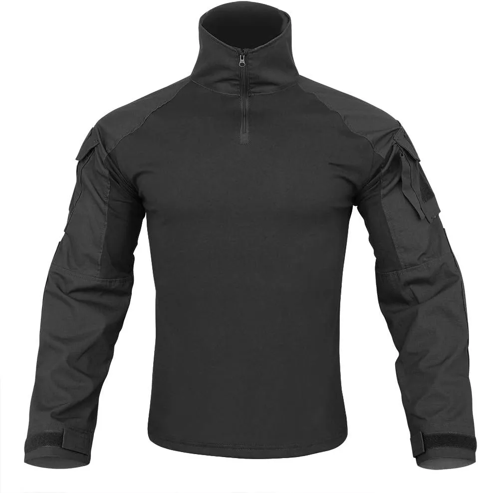 KRYDEX Tactical Men's Combat Shirt Rapid Assault Long Sleeve Shirt with Elbow Pads
