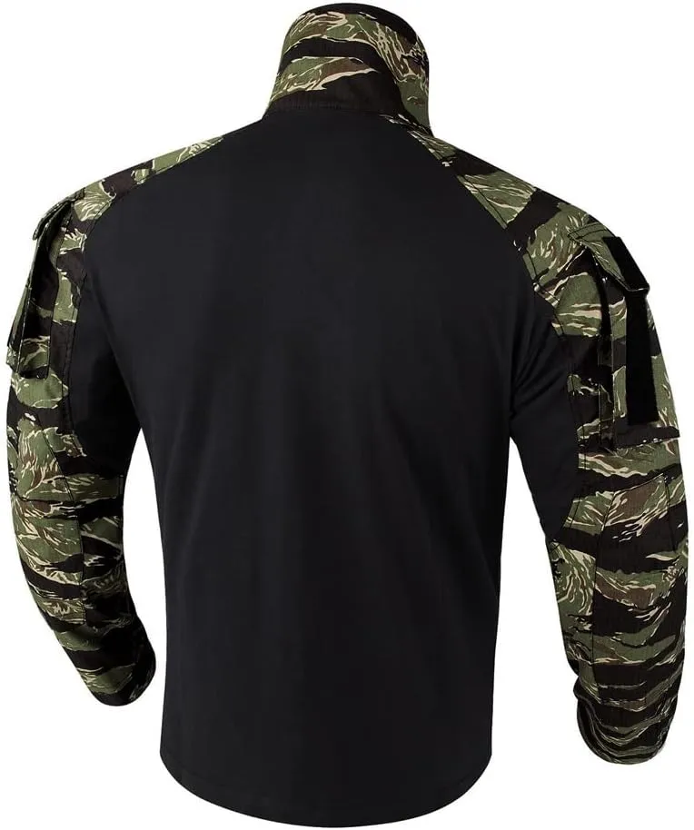 KRYDEX Tactical Men's Combat Shirt Rapid Assault Long Sleeve Shirt with Elbow Pads
