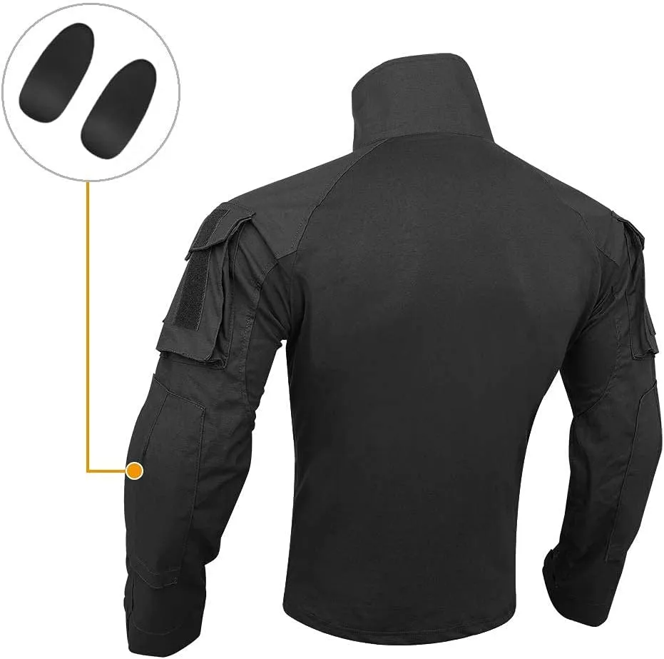 KRYDEX Tactical Men's Combat Shirt Rapid Assault Long Sleeve Shirt with Elbow Pads