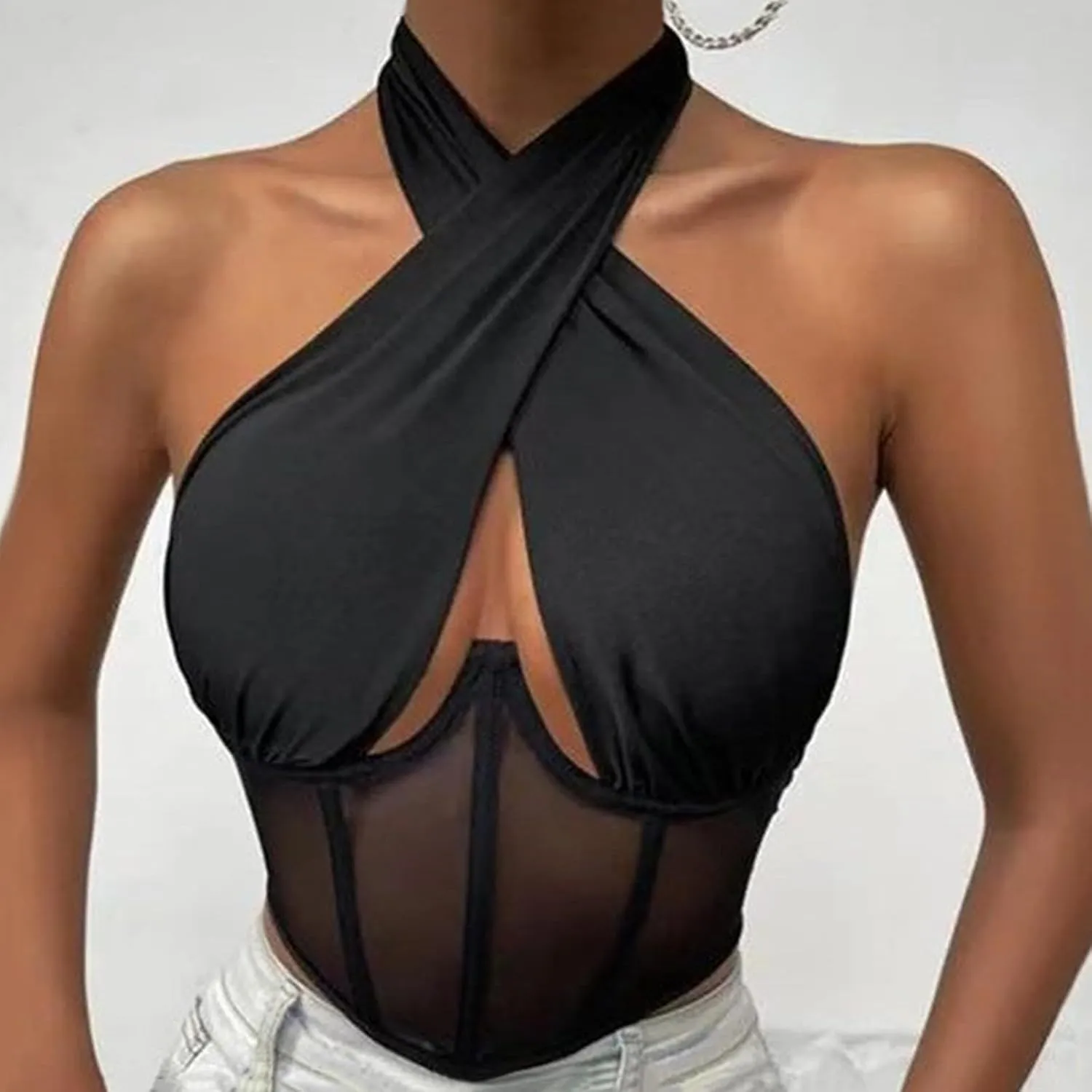 Lace Tank Top Women Sleeveless Oversized Hot Camisole Fashion Baggy Summer Cutout Cami Girlfriend Business Singlet
