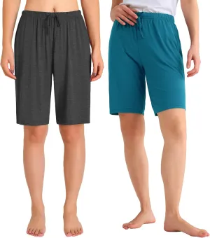 Latuza Women's Viscose Pajama Shorts Knee Length Sleep Shorts