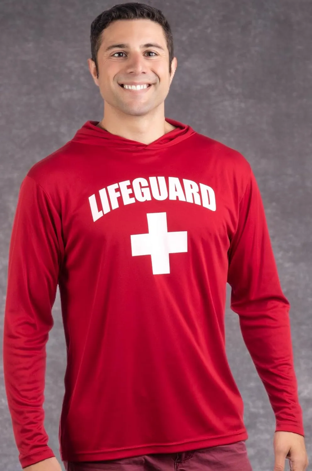 Lifeguard | Red UPF 50  Sunblocking Sun Shirt Performance Uniform Costume Hoodie T-Shirt