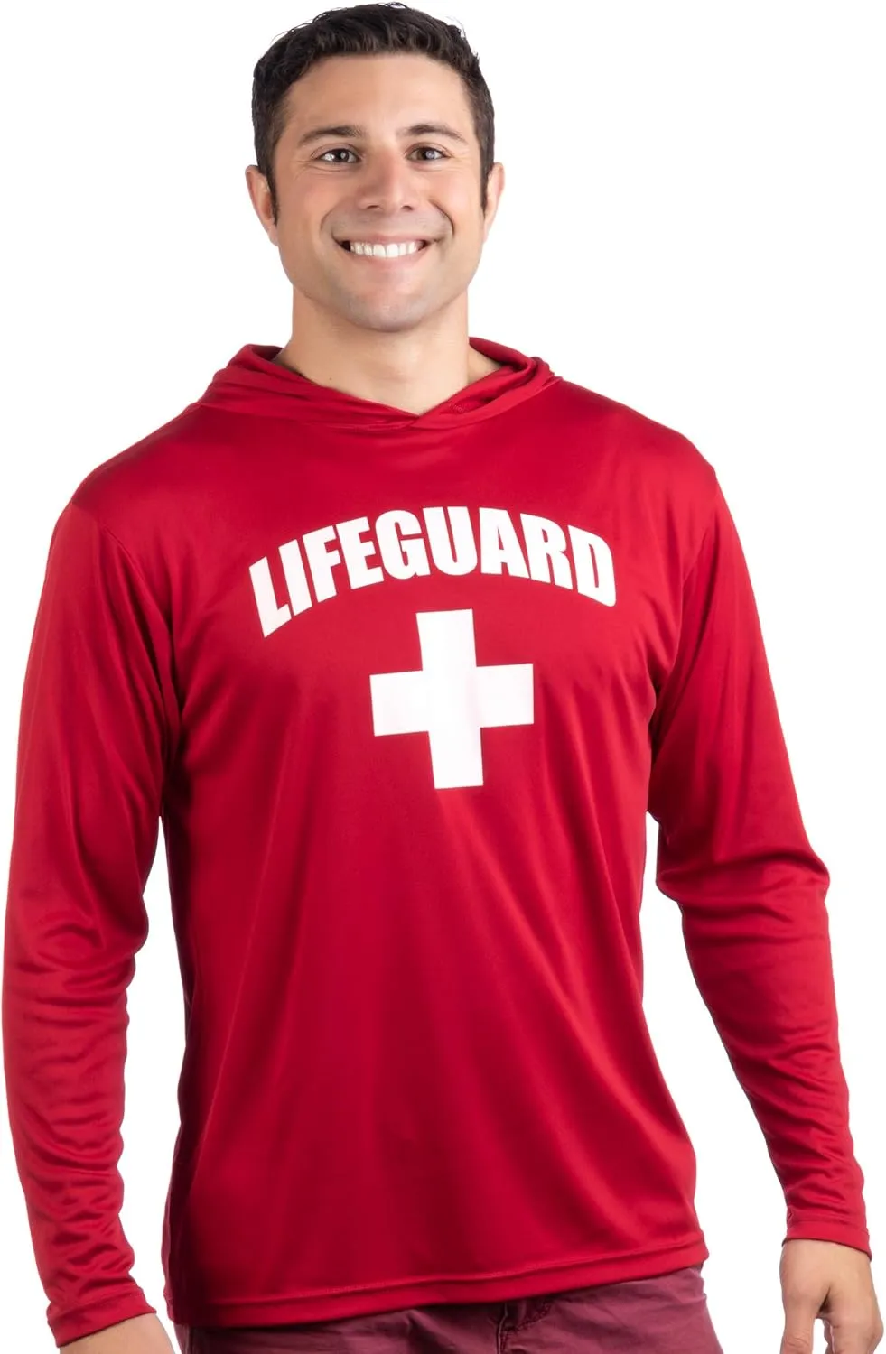 Lifeguard | Red UPF 50  Sunblocking Sun Shirt Performance Uniform Costume Hoodie T-Shirt