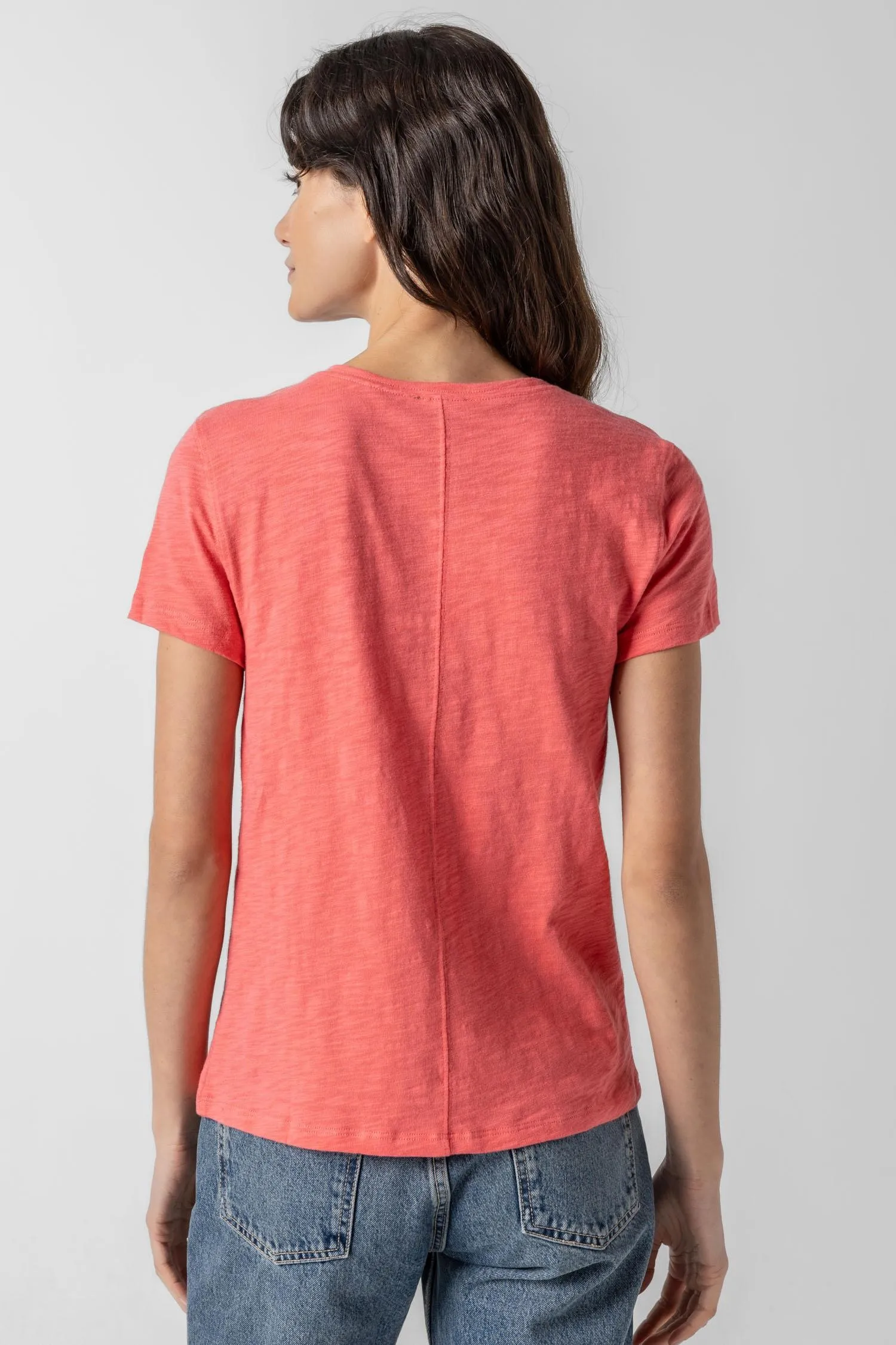 Lilla P Short Sleeve Slub V-Neck
