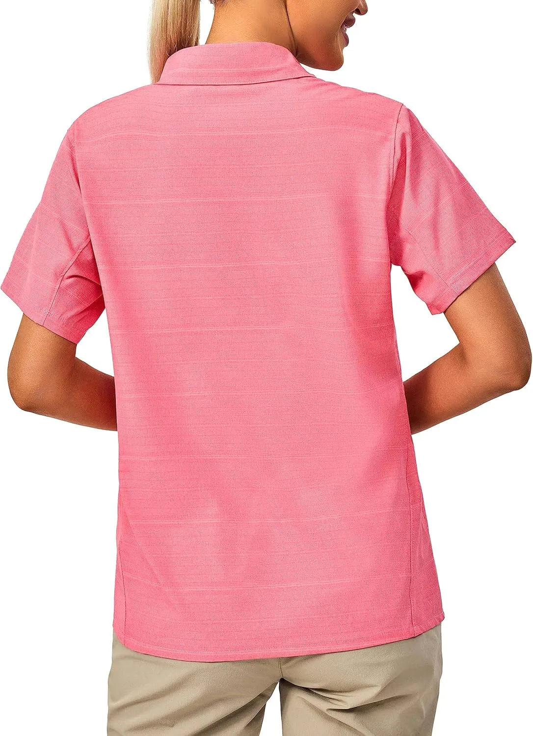 Little Donkey Andy Women's UV Breathable Striped Shirt, Short Sleeve Button Down for Shirt Travel Hiking