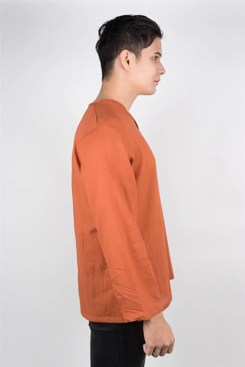 LOFBAZ Men's T-Shirt 100% Cotton Beach Hippie Shirt V-Neck Yoga Tunic Top