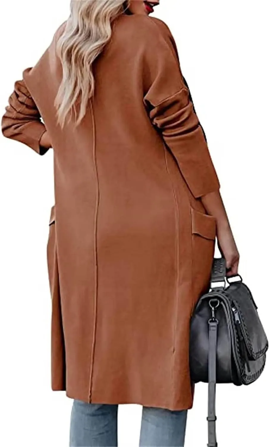 Long Cardigan Sweater for Women Trendy 2024 Oversized Knit Open Front Coatigans Casual Loose Lapel Trench Coat
