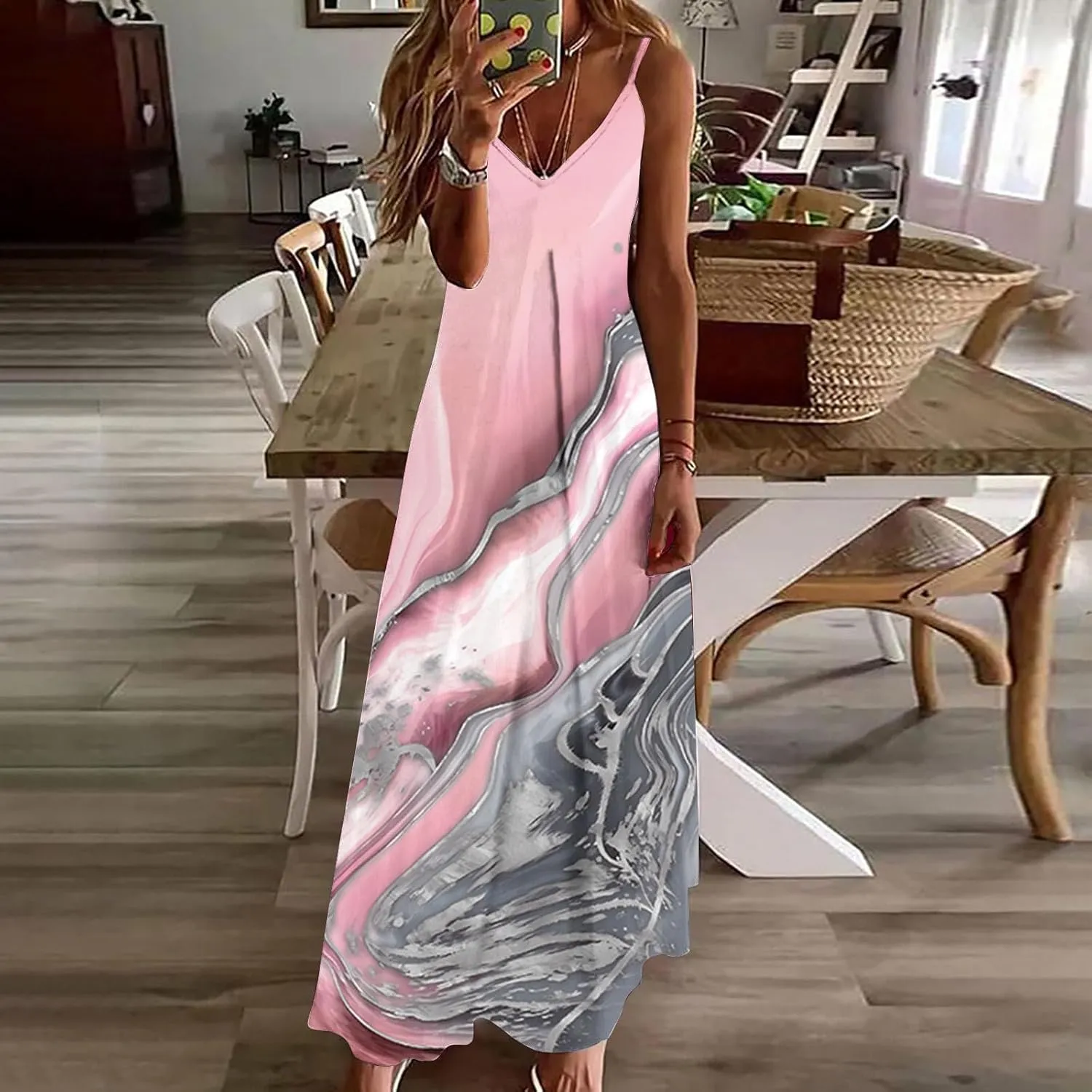 LRMQS Summer Dresses for Women 2025 Vacation Casual Plus Size Maxi Sun Dress Trendy Flowy Beach Long Spaghetti Strap Sundress