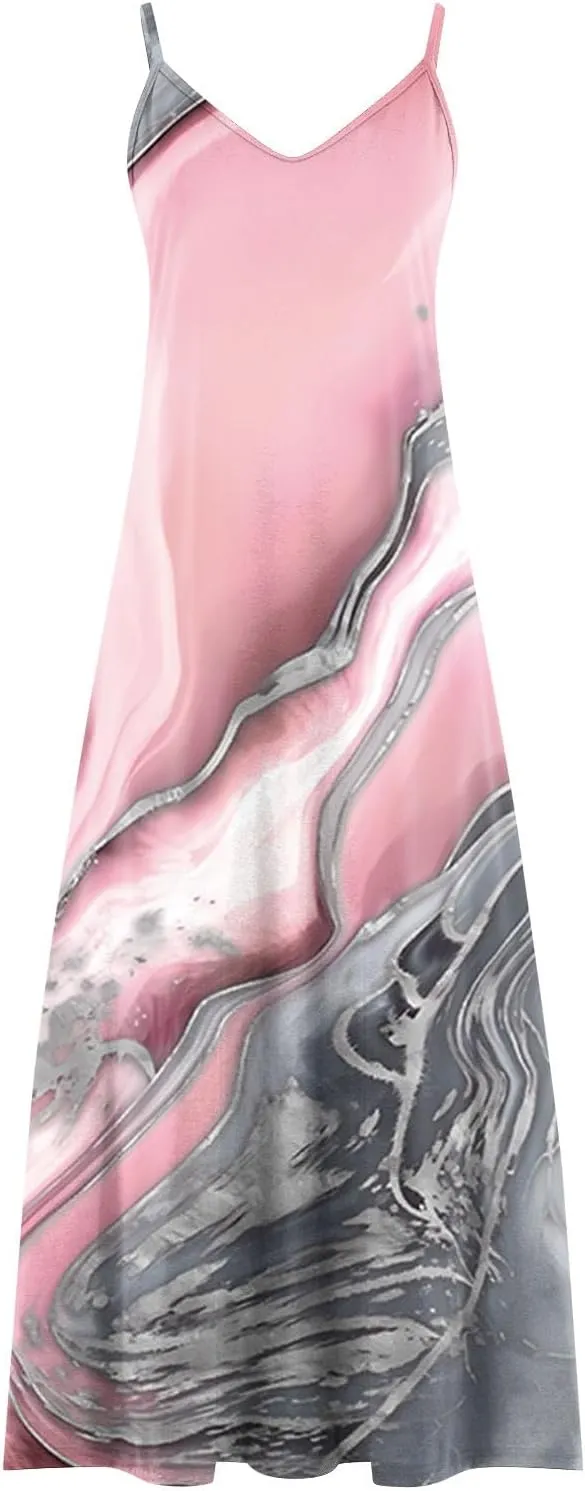 LRMQS Summer Dresses for Women 2025 Vacation Casual Plus Size Maxi Sun Dress Trendy Flowy Beach Long Spaghetti Strap Sundress