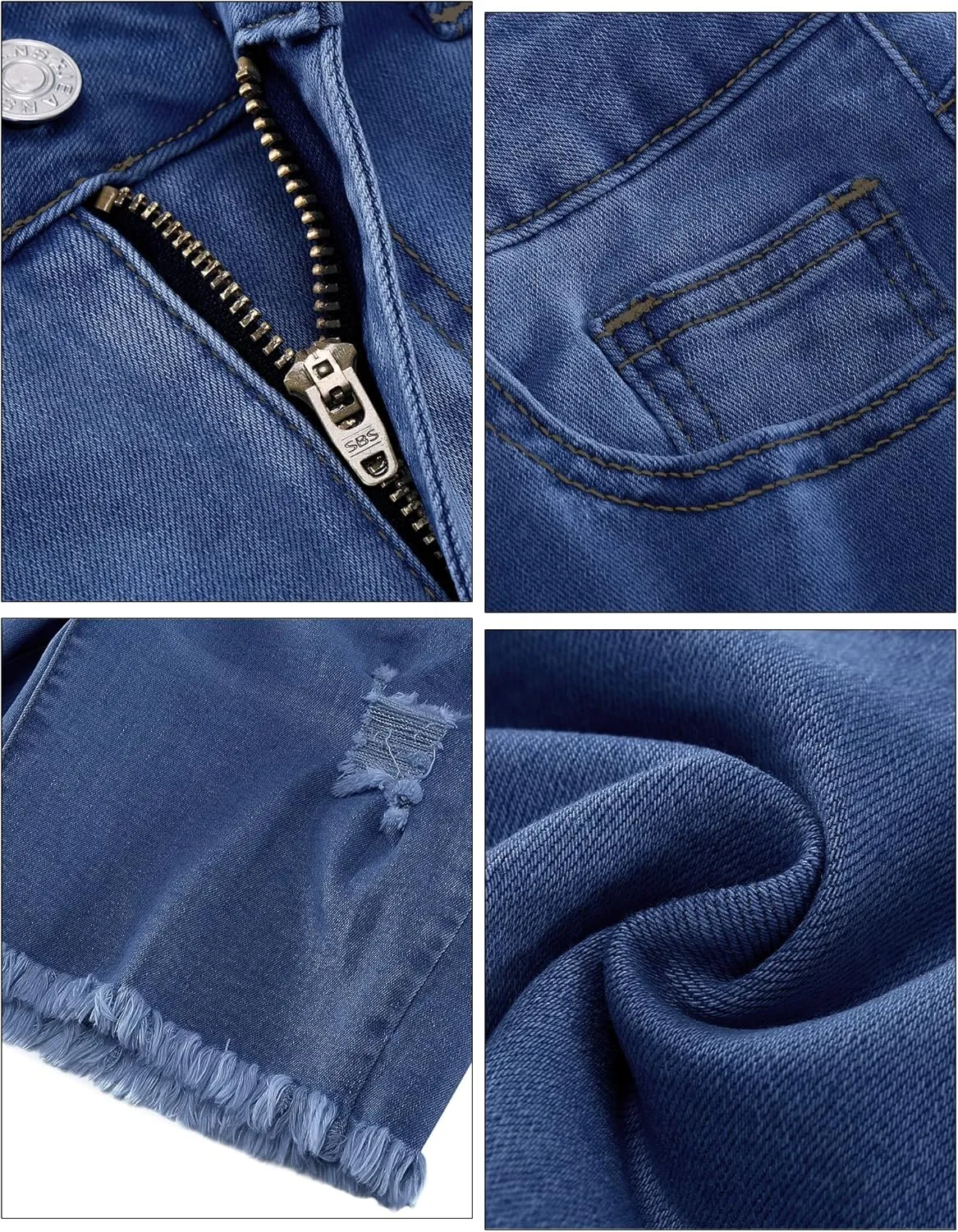 luvamia Jean Shorts for Women High Waisted Trendy Casual Distressed Stretchy Denim Long Shorts Ripped Raw Hem Shorts