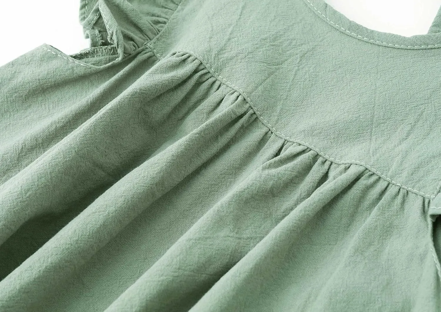 lymanchi Toddler Girl Ruffled Sleeve Dress Cotton Linen Halter Sleeveless Kid Casual Summer Sundress
