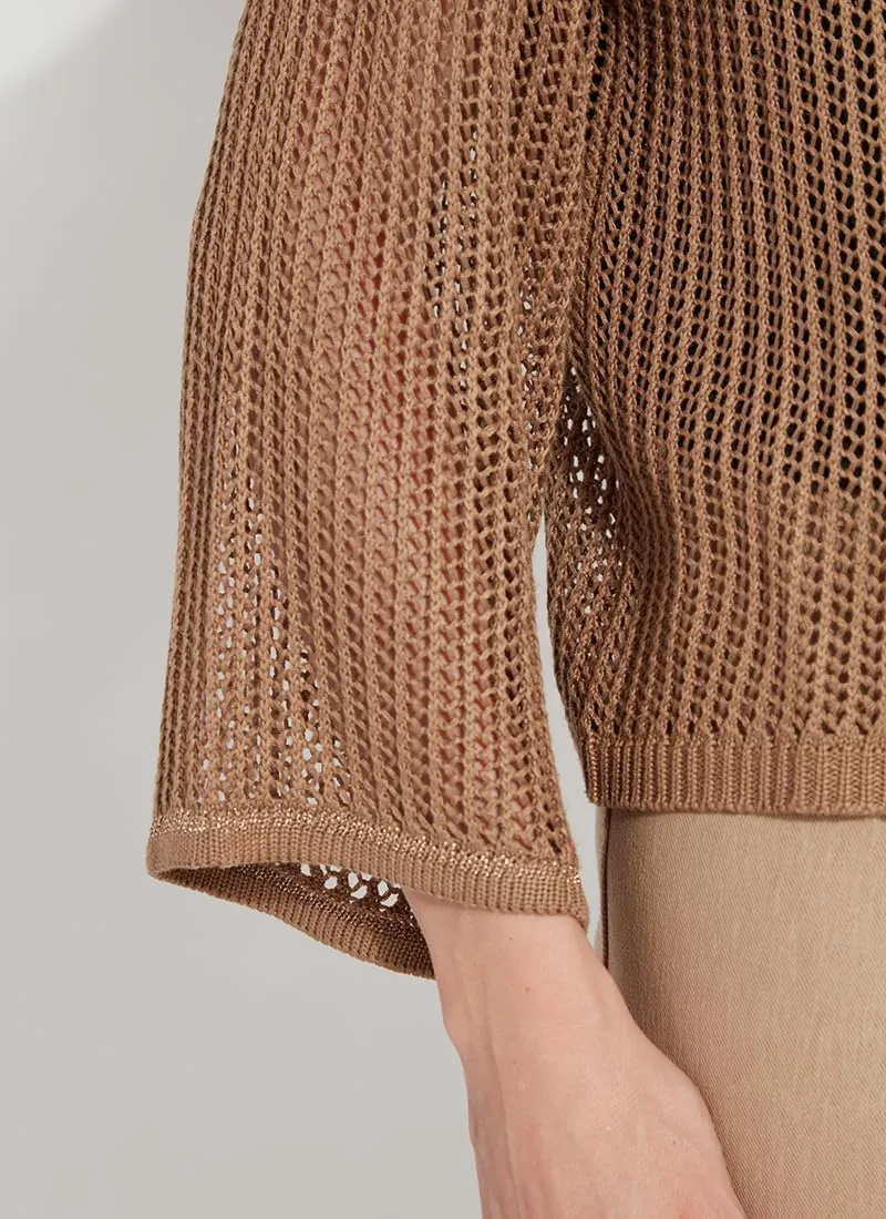 Lyss Harper Linen Cardigan  Mesh Cardigan for Women and Open Front Cardigan Sweater with Long Sleeves