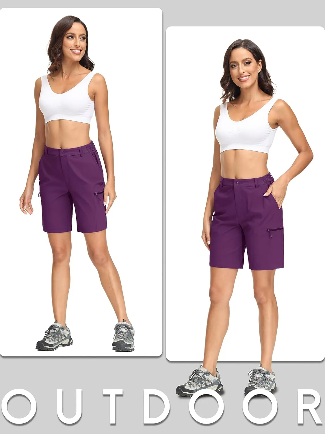 MAGCOMSEN Women's Hiking Shorts Quick Dry Lightweight Golf Shorts with 4 Pockets Summer Casual Athletic Running Shorts