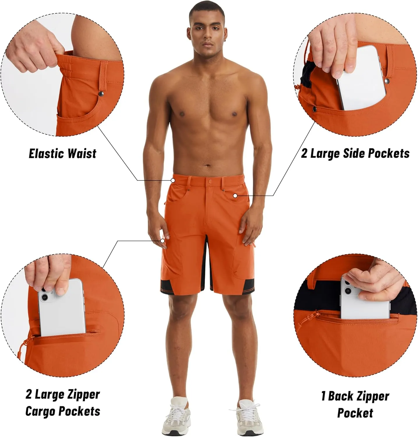 MAGNIVIT Men's Hiking Shorts Quick Dry Cargo Shorts Ripstop Tactical Water Repellent Work Shorts with Multi-Pockets