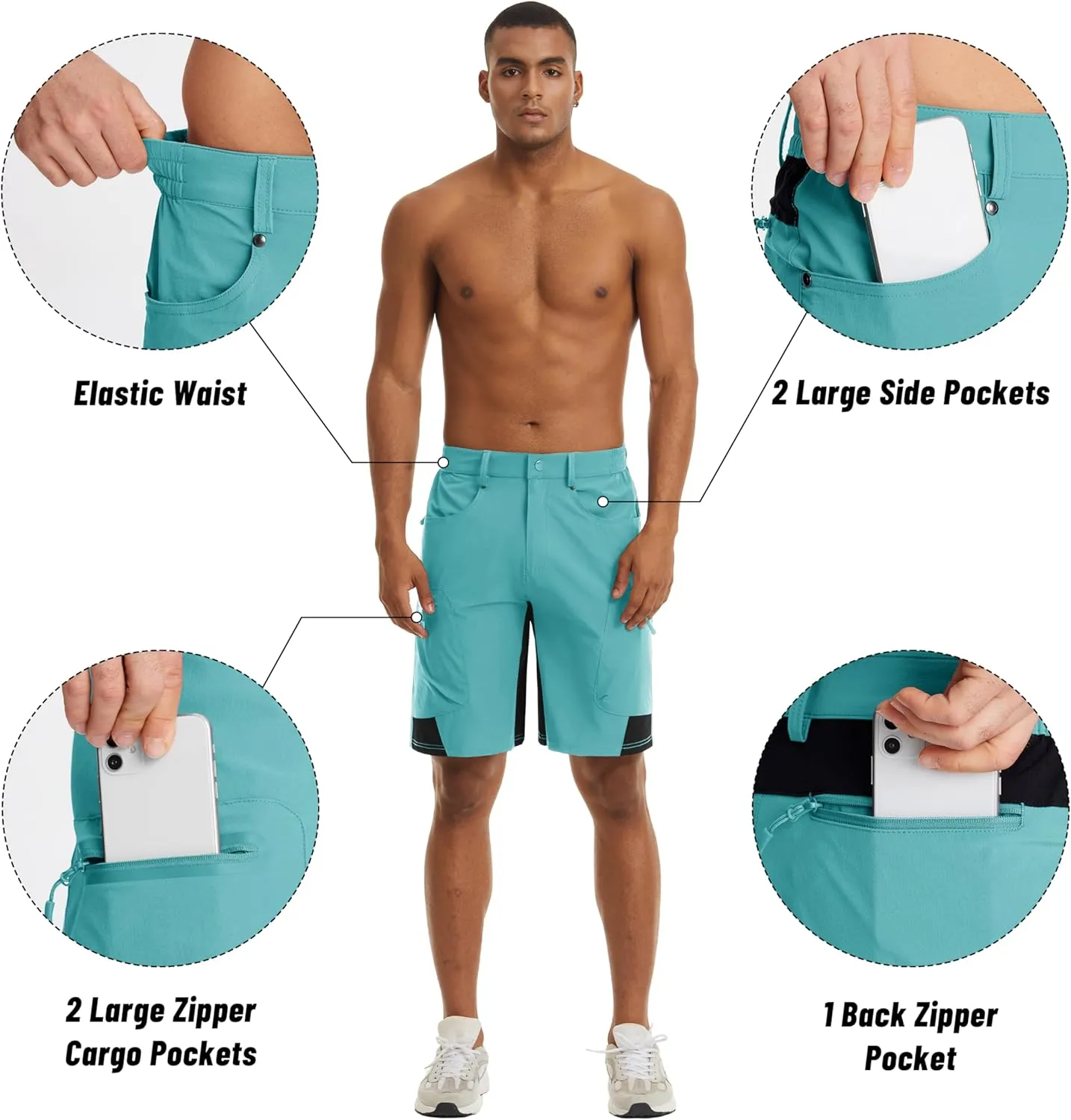 MAGNIVIT Men's Hiking Shorts Quick Dry Cargo Shorts Ripstop Tactical Water Repellent Work Shorts with Multi-Pockets