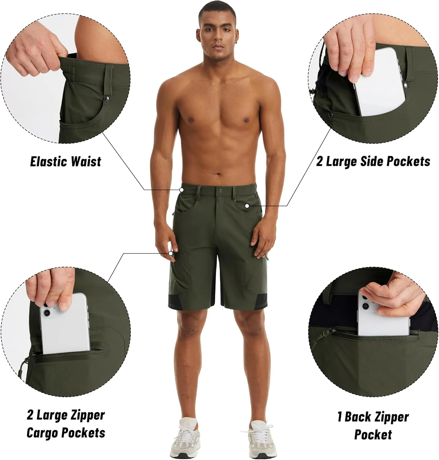 MAGNIVIT Men's Hiking Shorts Quick Dry Cargo Shorts Ripstop Tactical Water Repellent Work Shorts with Multi-Pockets