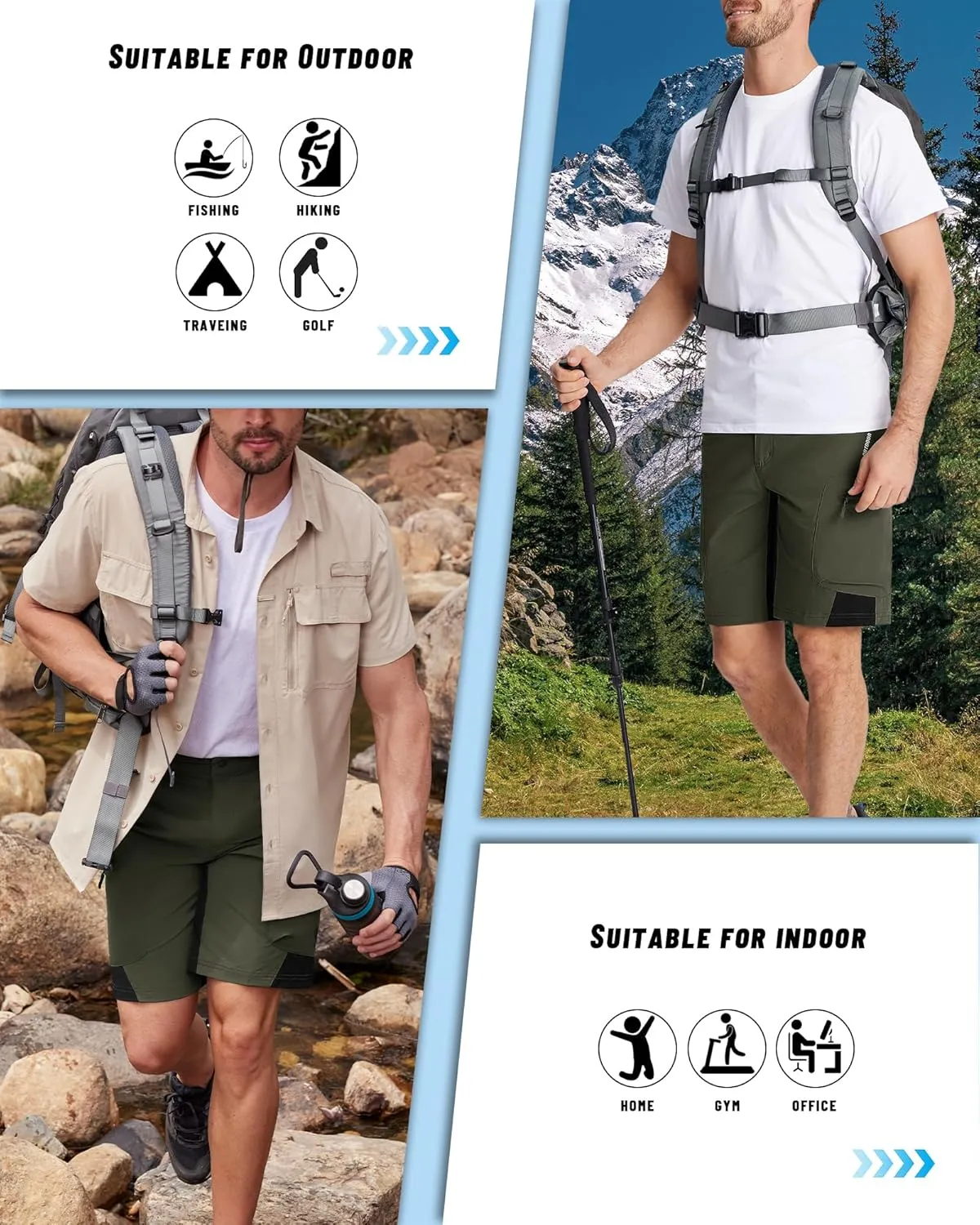 MAGNIVIT Men's Hiking Shorts Quick Dry Cargo Shorts Ripstop Tactical Water Repellent Work Shorts with Multi-Pockets