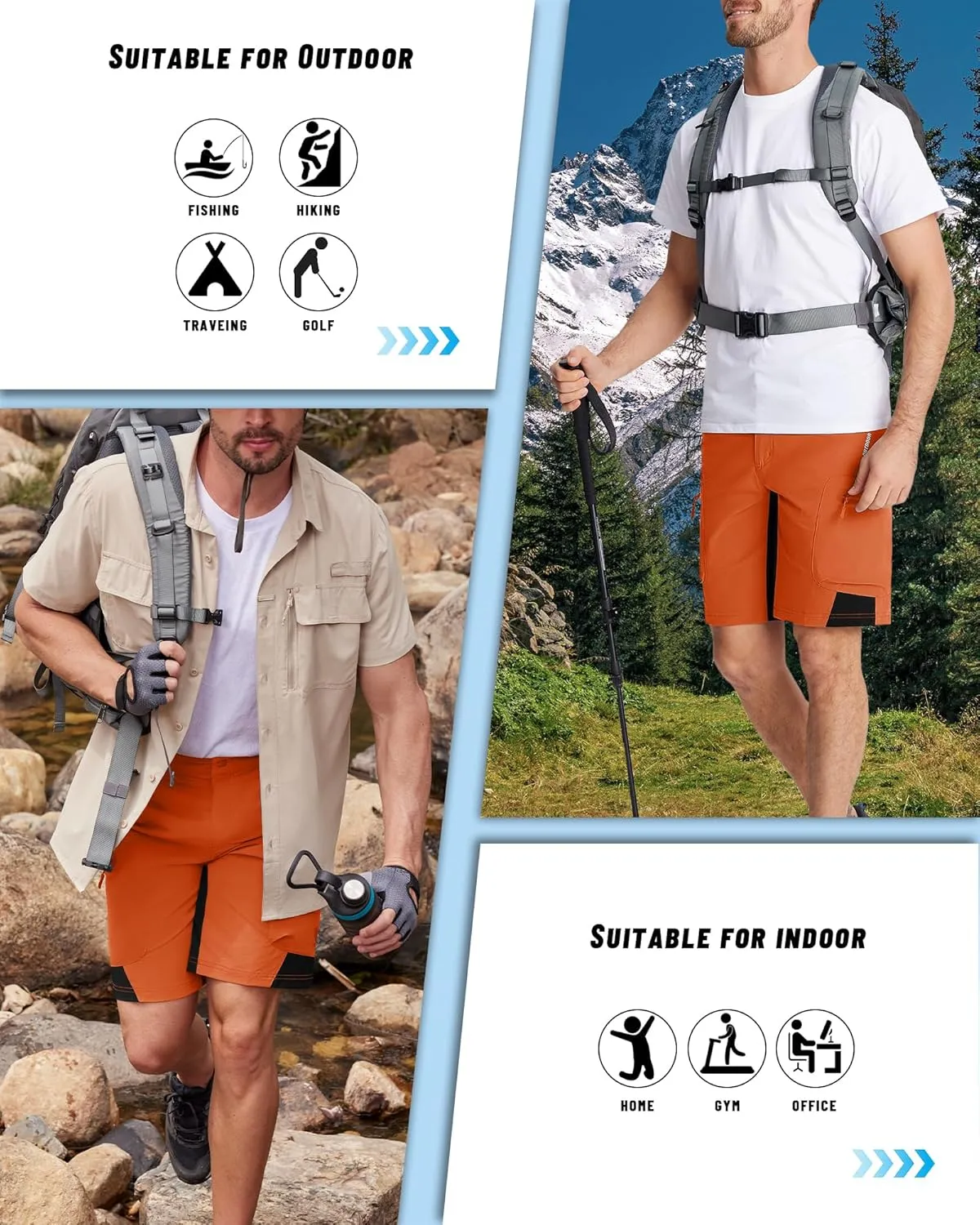 MAGNIVIT Men's Hiking Shorts Quick Dry Cargo Shorts Ripstop Tactical Water Repellent Work Shorts with Multi-Pockets