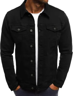 Maiyifu-GJ Men's Distressed Denim Jacket Long Sleeve Button Down Jean Coat Fashion Casual Slim Fit Trucker Biker Jackets