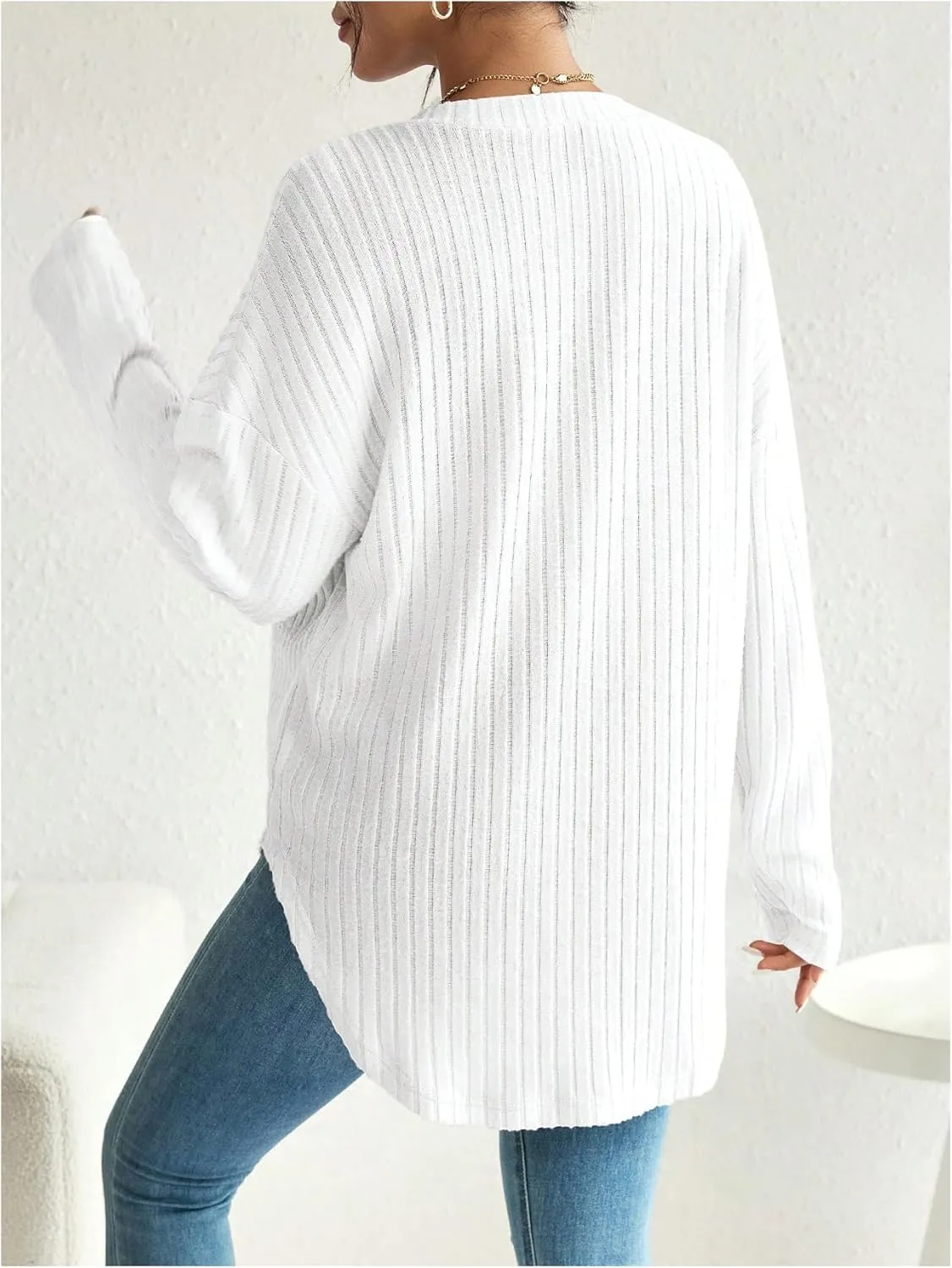 MakeMeChic Women's Maternity Long Sleeve Shirt Knit Nursing Tee Tops Button Down Shirt