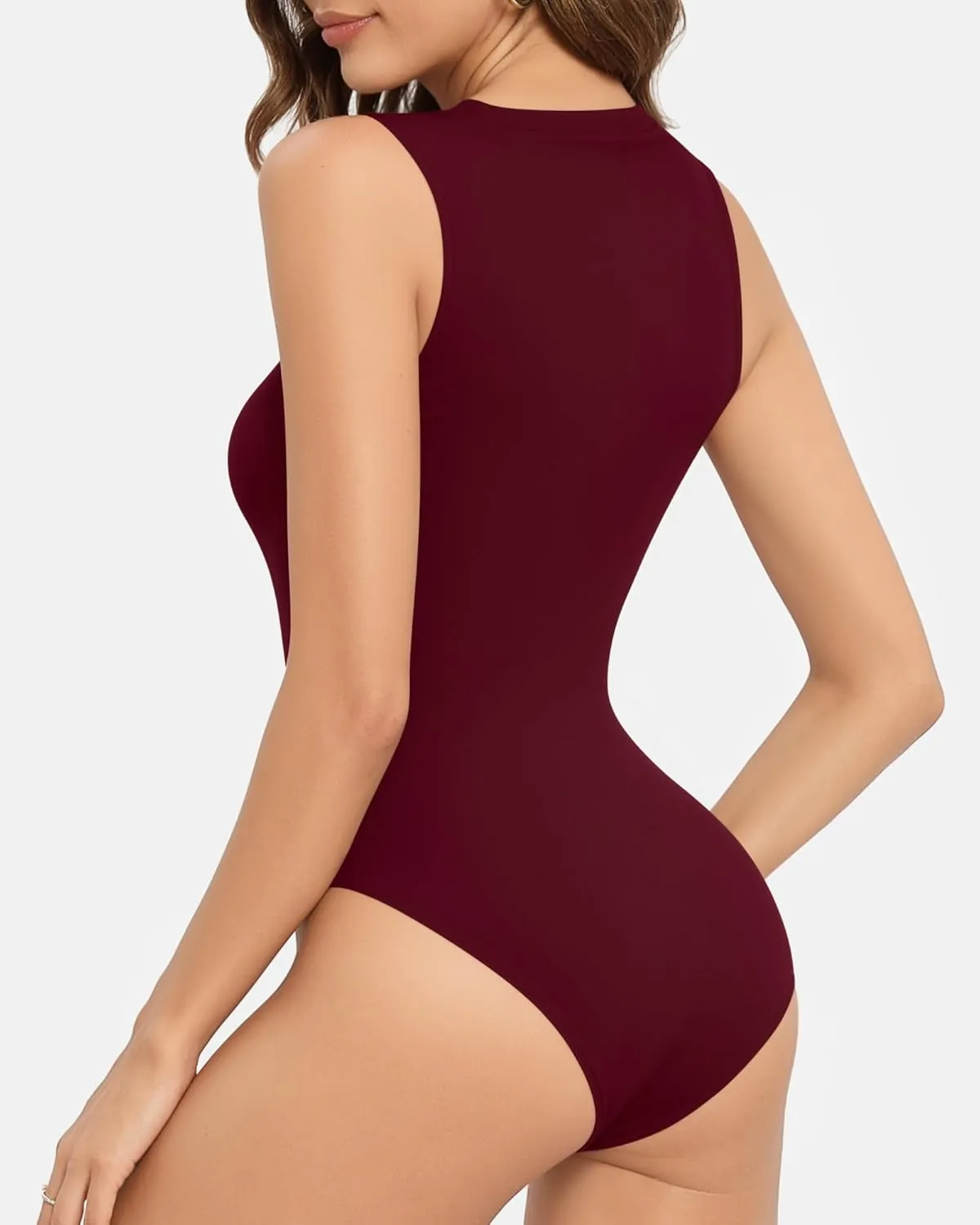 MANGOPOP Sleeveless Bodysuits for Women Crew Neck Tank Top Body Suit Basic Slim Fit Bodysuit Tops