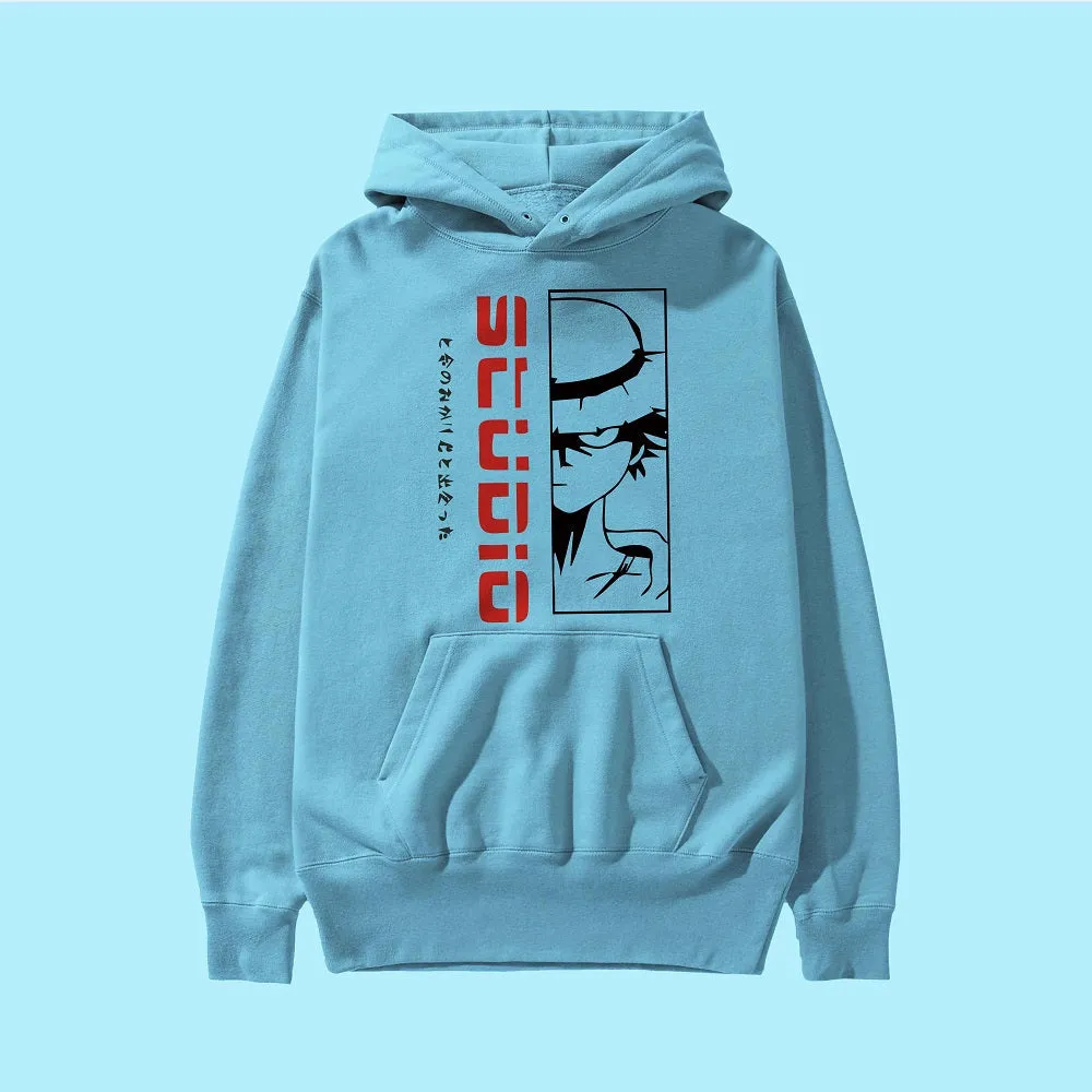 M.D. Luffy Plus Size Hoodie Ice Blue