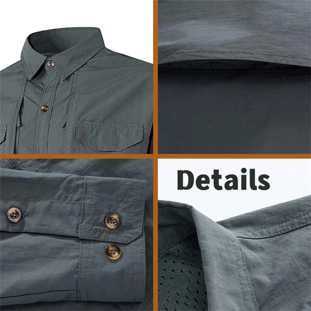 Men Tactical Shirts 6XL Summer SWAT Outdoor Combat Multi-Pocket Quick Dry Cargo Camping Long-Sleeved Shirts