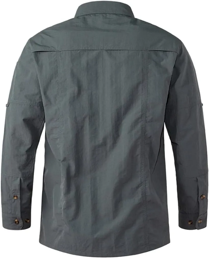 Men Tactical Shirts 6XL Summer SWAT Outdoor Combat Multi-Pocket Quick Dry Cargo Camping Long-Sleeved Shirts