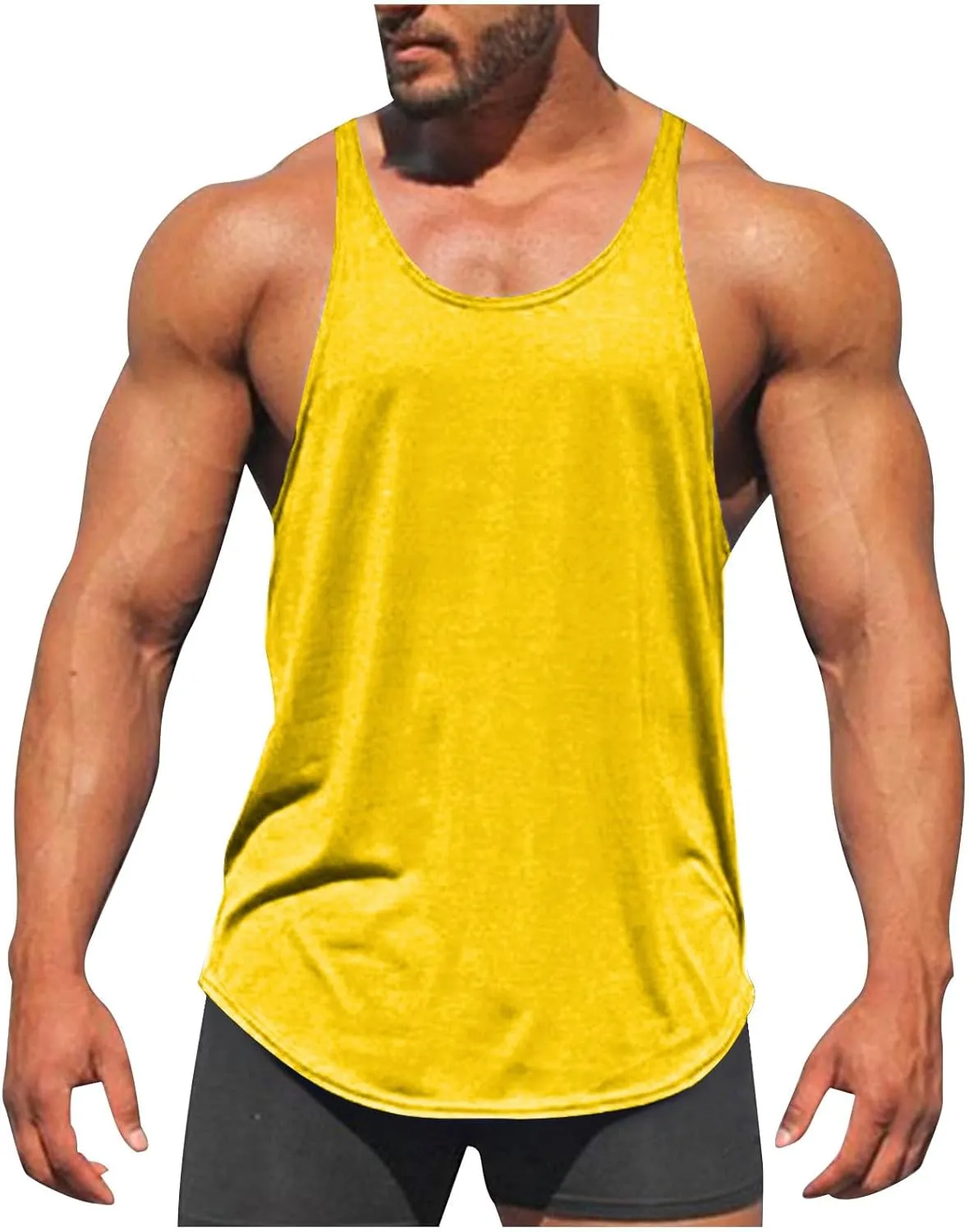 Mens Basic Stringer Tank Tops Y-Back Bodybuilding Muscle Sleeveless T-Shirts Cotton Gym Workout Fitness Tank Shirt
