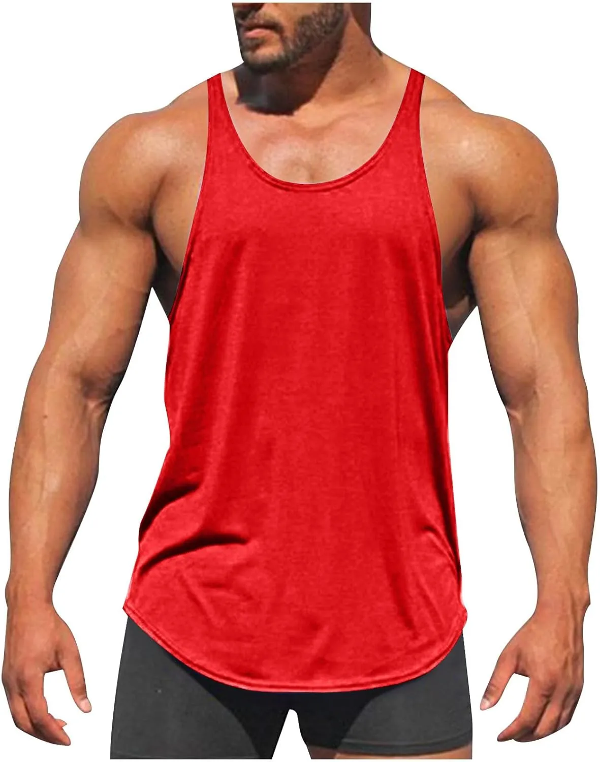 Mens Basic Stringer Tank Tops Y-Back Bodybuilding Muscle Sleeveless T-Shirts Cotton Gym Workout Fitness Tank Shirt