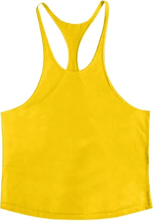 Mens Basic Stringer Tank Tops Y-Back Bodybuilding Muscle Sleeveless T-Shirts Cotton Gym Workout Fitness Tank Shirt