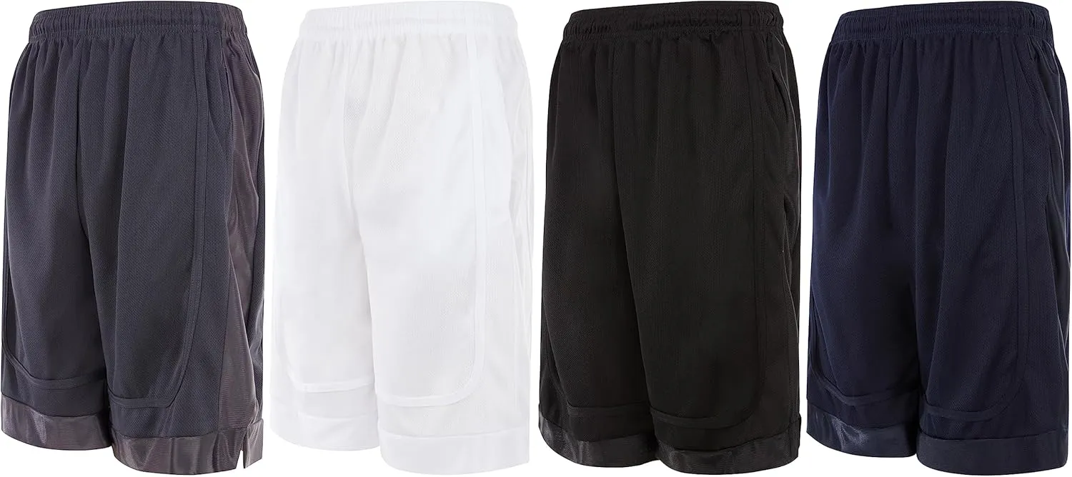 Mens Basketball Shorts with Pockets, Active Athletic Performance Gym Workout Shorts for Men Workout Shorts, 4 Pack
