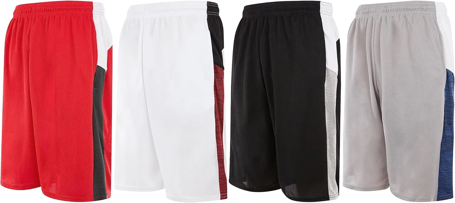 Mens Basketball Shorts with Pockets, Active Athletic Performance Gym Workout Shorts for Men Workout Shorts, 4 Pack