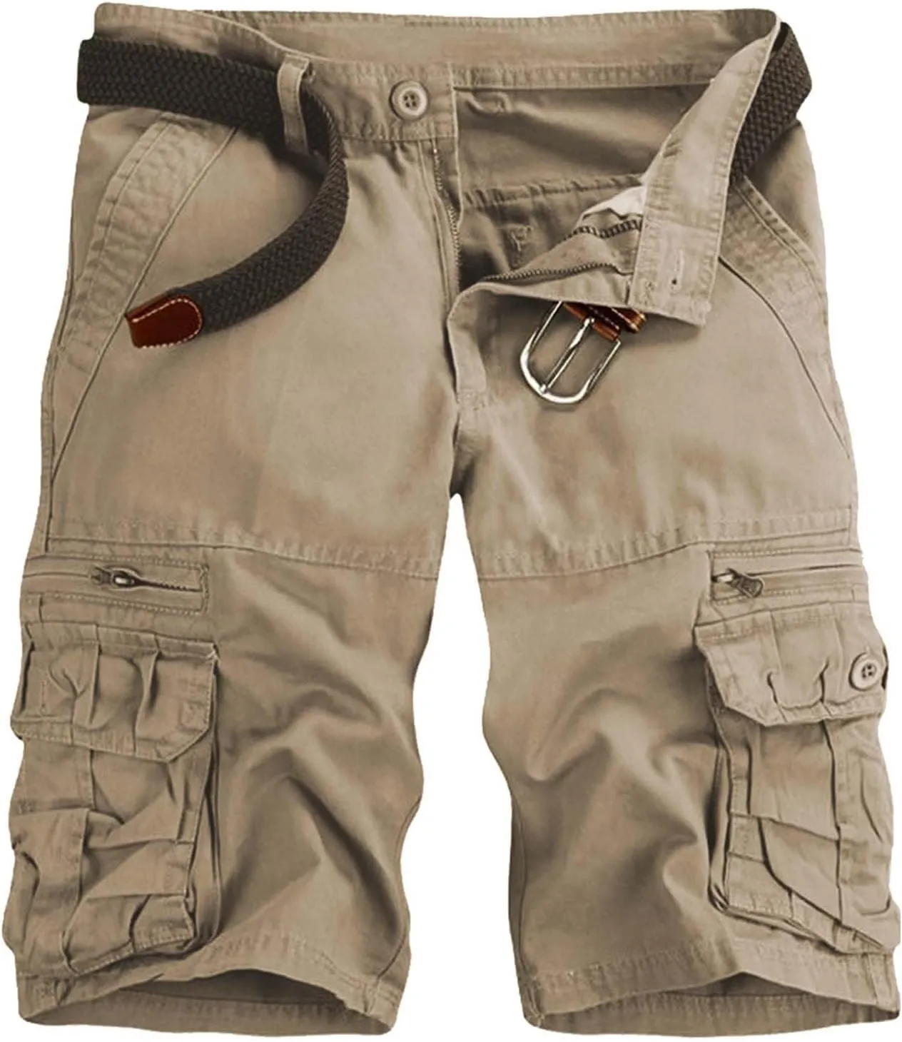 Mens Cargo Shorts Cotton Work Shorts Multi Pocket Casual Workout Shorts for Men NO Belt