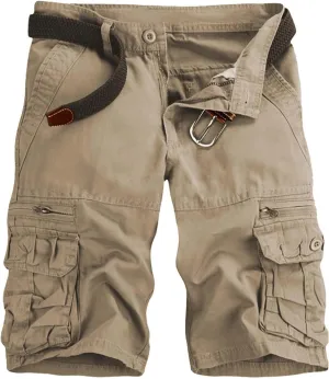 Mens Cargo Shorts Cotton Work Shorts Multi Pocket Casual Workout Shorts for Men NO Belt