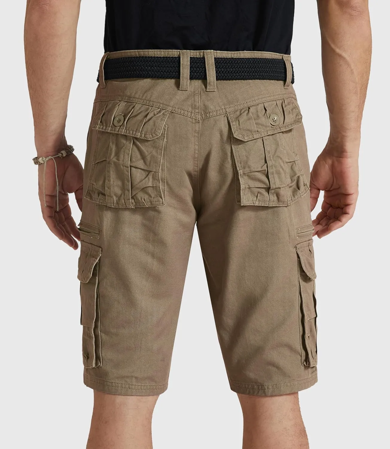 Mens Cargo Shorts Cotton Work Shorts Multi Pocket Casual Workout Shorts for Men NO Belt