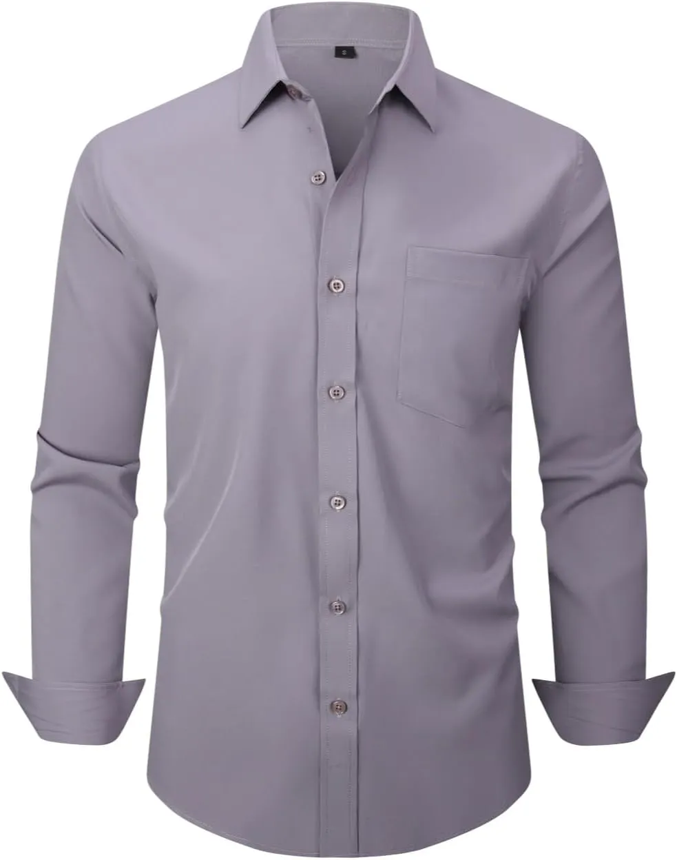 Men's Dress Shirts Long Sleeve Button Down Shirt Business Formal Stretch Shirt Regular Fit with Pockets