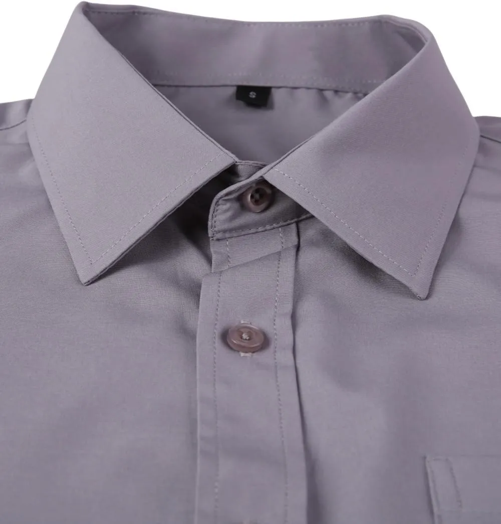 Men's Dress Shirts Long Sleeve Button Down Shirt Business Formal Stretch Shirt Regular Fit with Pockets