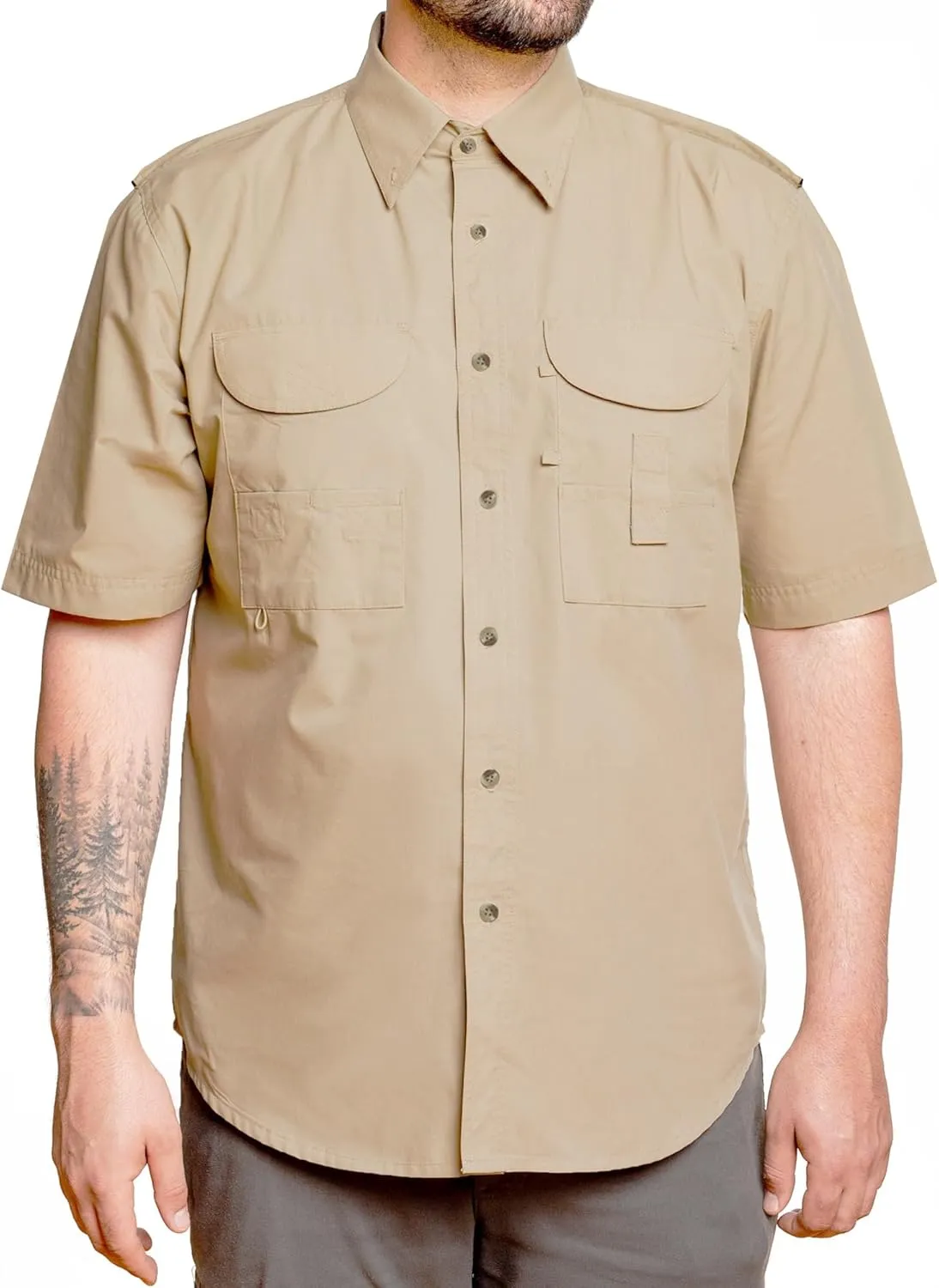 Mens Fishing Shirt Short Sleeve Button Down Quick Dry Outdoor Hiking Shirt Lightweight Breathable
